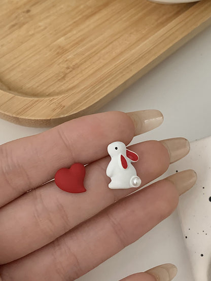 xakxx Cute Love Rabbit Shape Asymmetric Earrings