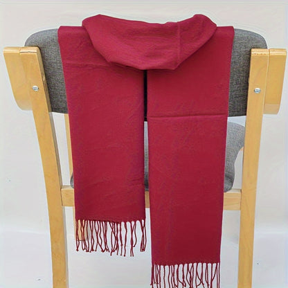 Classic Autumn and Winter Lightweight Solid Color Men's Long Scarf - Fashionable Warm Neck Wrap Shawl for Outdoor Comfort, 100% Polyester, Mature Style, Non-Stretch, Woven Craftsmanship, Decorative - Suitable for Casual Weekend Use