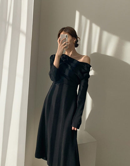 Purpdrank - 2023 Spring Outfits New spring long sleeve summer elegant female twill collar black and white party dress female office lady long dress 13067