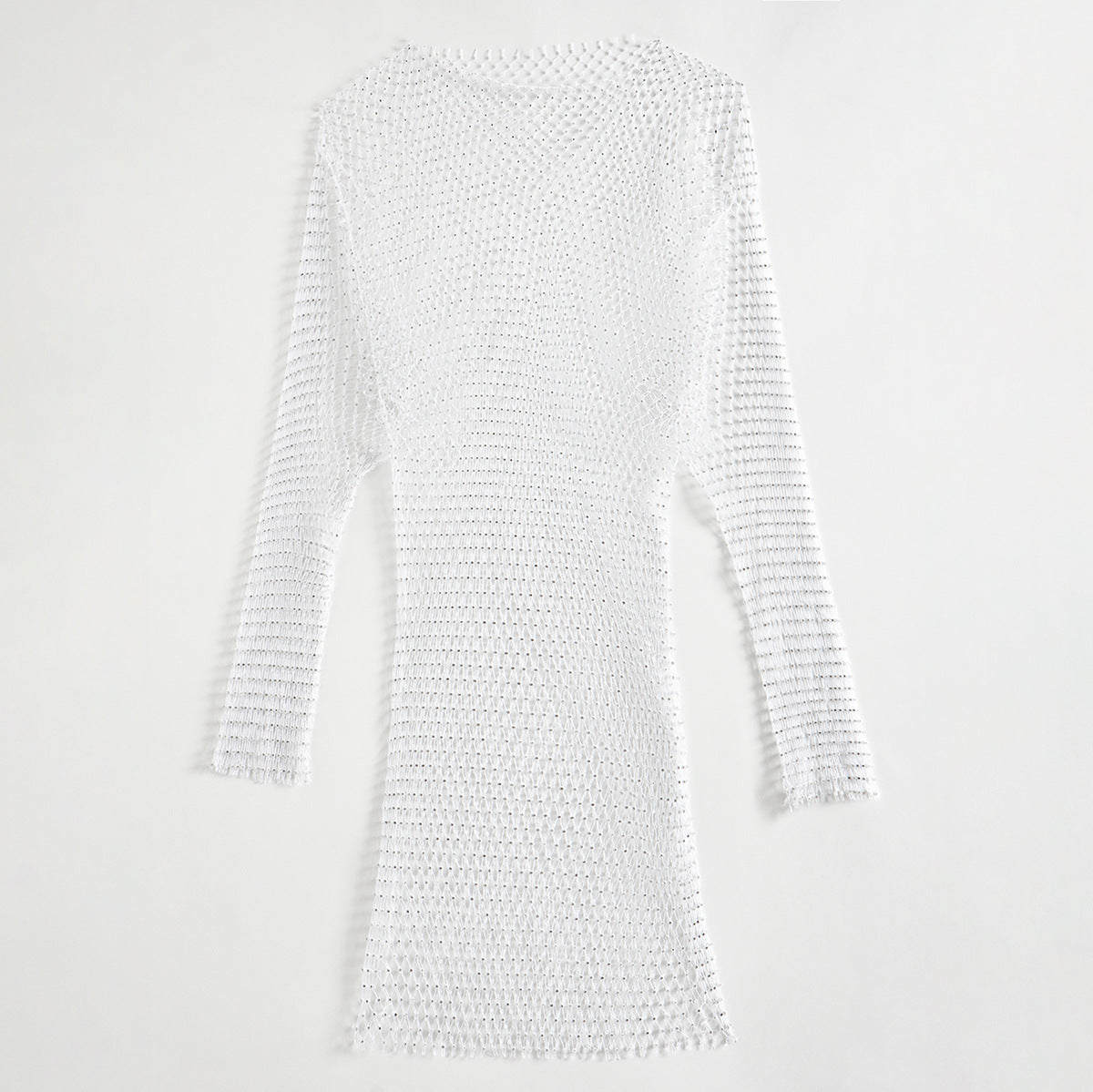 10129 Cross-border  Popular, 2025,  women's clothing popular long-sleeved grid sexy flash diamond round neck dress