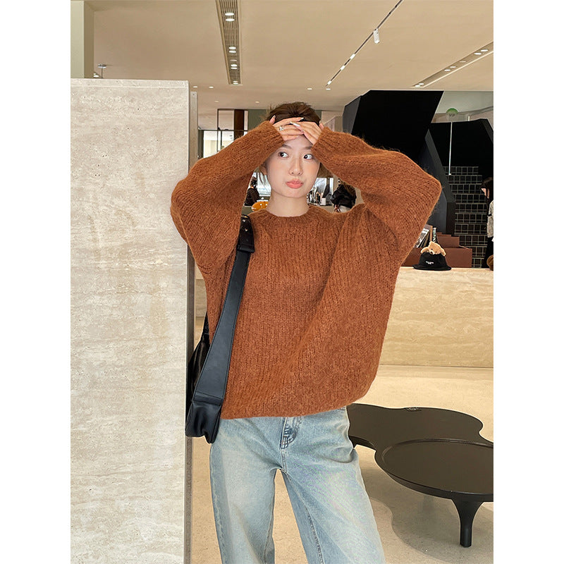 2025 [Blogger hot push] Alpaca sweater women's popular thirteen lines winter new Korean version knitted wool sweater M9255
