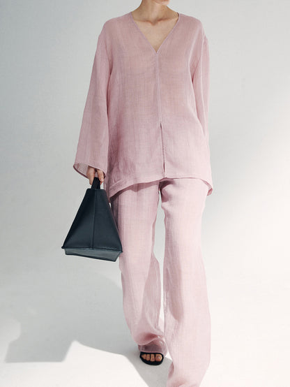 2025 spring/summer suit, ramie top and pants