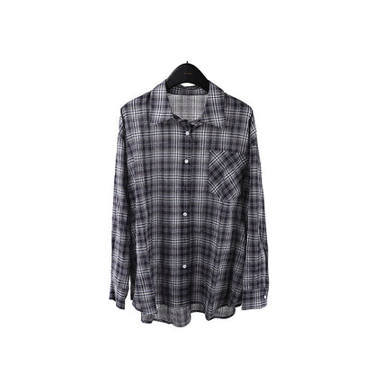 2025  plaid long-sleeved light and thin shirt 2025 thirteen lines summer new loose and versatile shirt T5023X