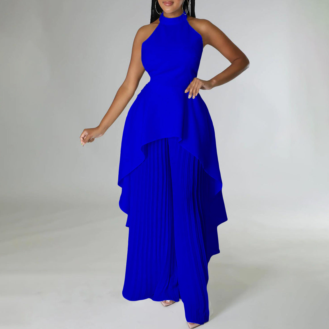 2025 D372 Popular trade New fashion casual suit summer celebrity private clothes backless top pleated wide-leg pants 2025 suit