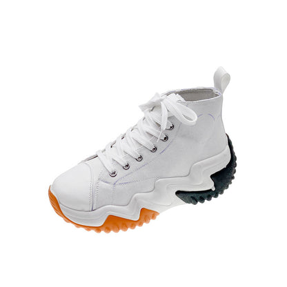 xakxx plus Size Women's High-Top Canvas Shoes  Summer New Platform White Shoes Korean Style Versatile Sports Casual Shoes