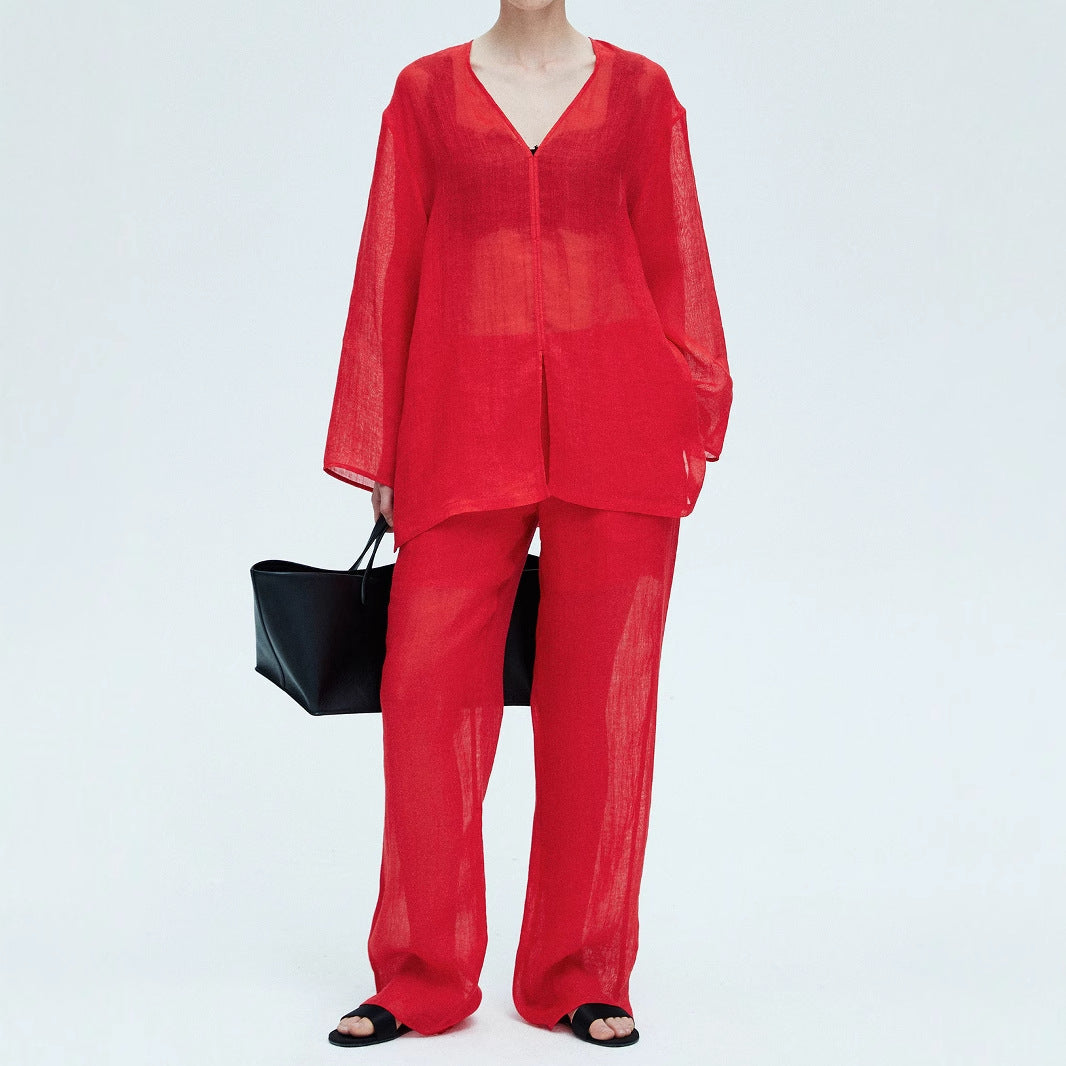 2025 spring/summer suit, ramie top and pants