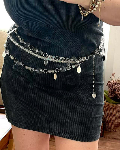 2025 L4955Y  Waist chain luxury heavy industry ring acrylic metal chain rhinestone chain multi-layer waist chain