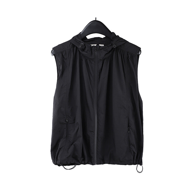 2025  hooded sleeveless vest sunscreen shirt 2025 summer new sports and leisure vest top T291
