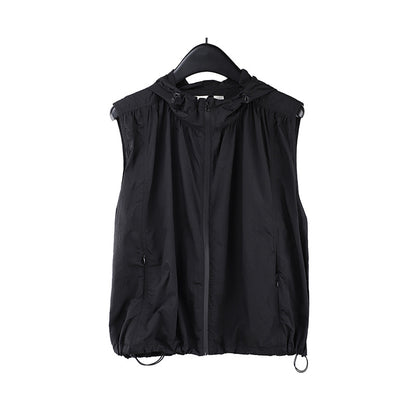 2025  hooded sleeveless vest sunscreen shirt 2025 summer new sports and leisure vest top T291