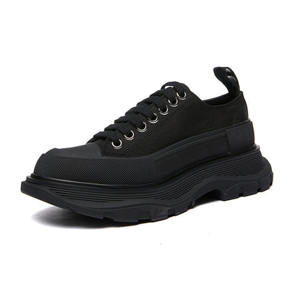 xakxx McQueen Canvas Platform White Shoes Autumn New Korean Style Versatile Muffin Sports Height Increasing Women's Casual Daddy Shoes