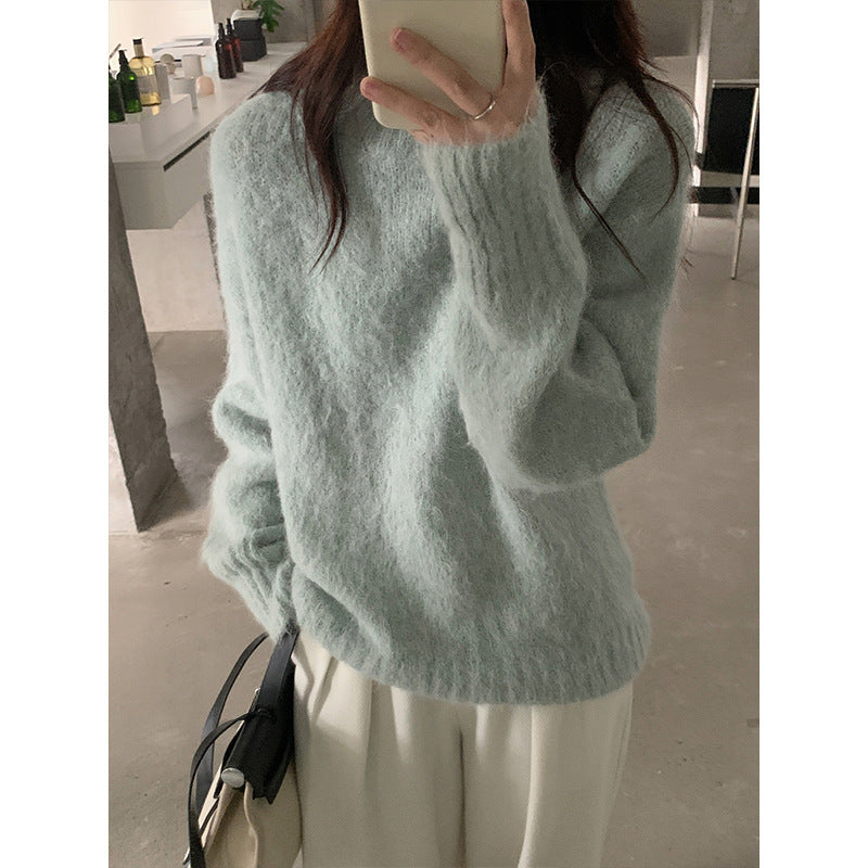 2025  camel wool soft waxy pullover sweater popular winter new Korean version minimalist long-sleeved top women's M9253A