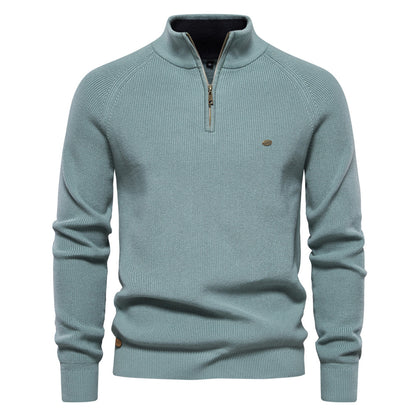 XAKXX 2025 Autumn and winter new men's Popularan size New sweater men's long-sleeved half-zipper stand-up collar solid color versatile casual trendy sweater