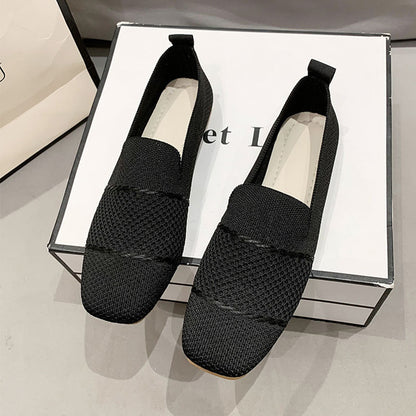 xakxx New Summer Breathable Flying Woven Women's Shoes Casual Shoes Flat Shoes Women's Pumps Work Shoes Mesh Surface Shoes Soft Sole Shoes