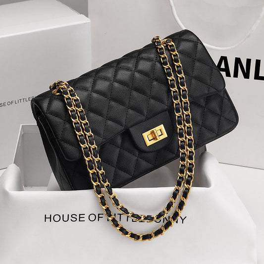 2025 Xiaoxiangfeng Caviar Rhombus Bag popular New Crossbody Chain Bag Underarm Women's Bag Fashion Versatile Shoulder Bag