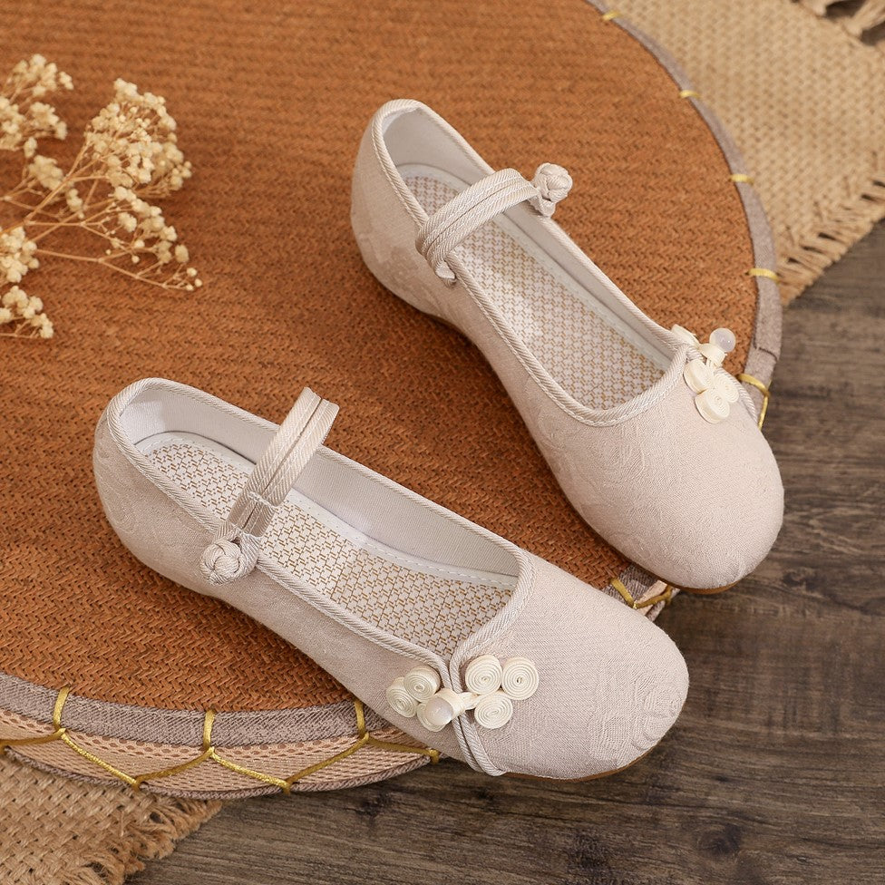xakxx The Han-Style Clothing Shoes Women's Spring and Summer Old Beijing Cloth Shoes Wedge Zen Embroidered Shoes Low Heel Ethnic Style Tea Artist Work Shoes