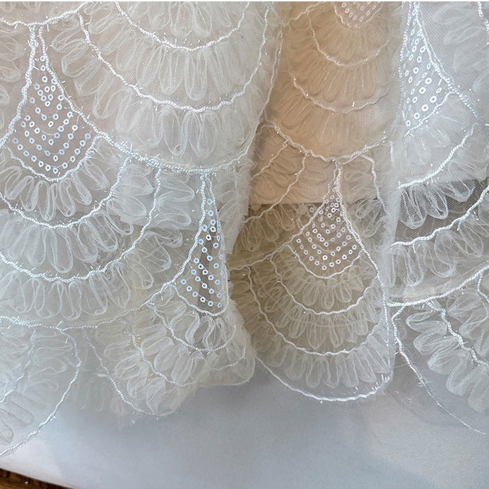 2025 Light luxury temperament fashion new embroidery curved sequins high waist medium and long skirt heavy industry