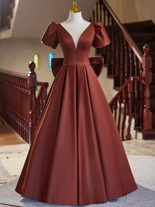 Bar mitzvah V-neck bubble sleeves dignified atmosphere evening dress host engagement socialite return door high-end performance clothes