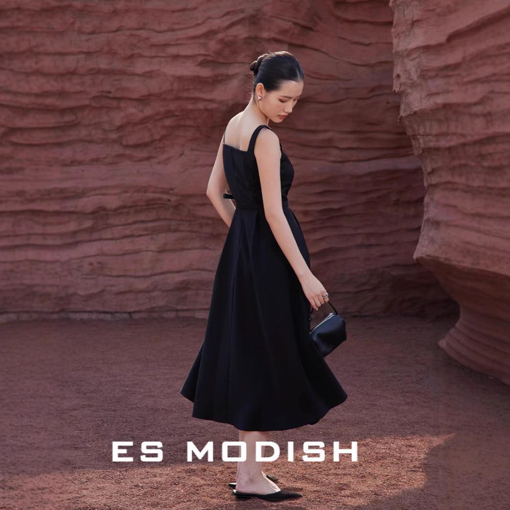 2025 ES MODISH spring new  high-end dress Hepburn style heavy industry upright version suspender dress