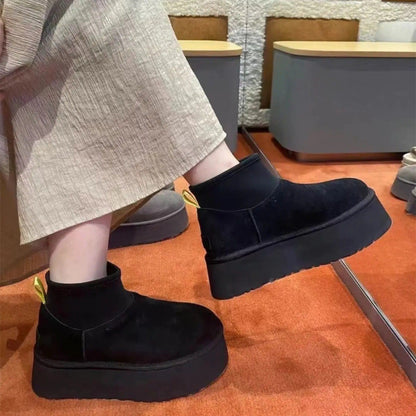2025 popular new boots women's winter thick-soled heightening snow boots piled thickened cotton shoes short boots
