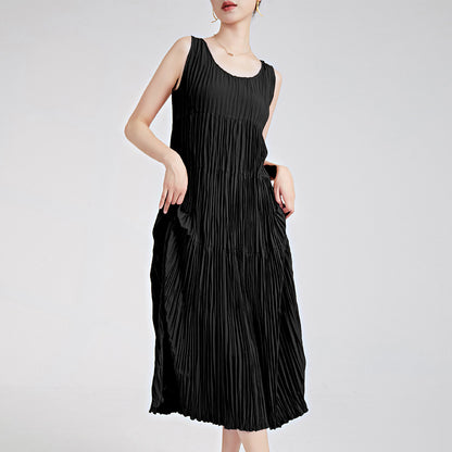 2025 handmade pleated skirt summer women's suspender vest skirt high-end long dress Popular trade women's  dress