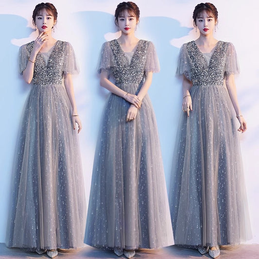 2025 Big choir performance dress women's long dress college students poetry reading thin banquet evening dress singing red song dress
