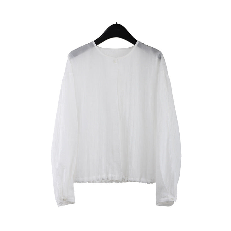 2025  light and thin sunscreen long-sleeved shirt 2025 thirteen lines summer new Korean simple versatile top T278