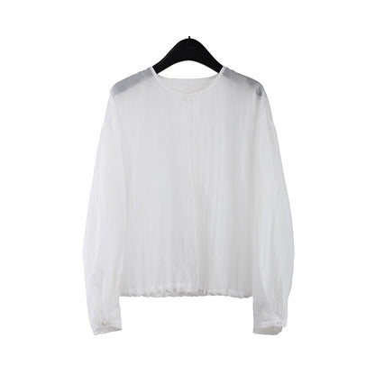 2025  light and thin sunscreen long-sleeved shirt 2025 thirteen lines summer new Korean simple versatile top T278