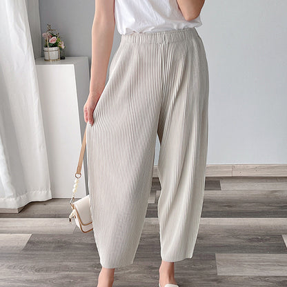 2025 counter pants women's spring and autumn high-end fashion versatile nine-point pants thick pleated casual Harlan pants Popular style