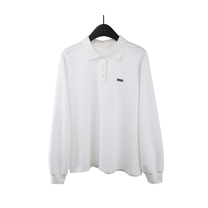 2025  Versatile Lapel POLO Shirt Women's 2025 Thirteen Lines Spring Korean Version Simple Casual Long Sleeve T-Shirt T270