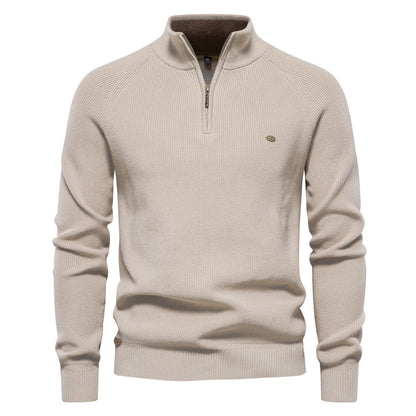 XAKXX 2025 Autumn and winter new men's Popularan size New sweater men's long-sleeved half-zipper stand-up collar solid color versatile casual trendy sweater