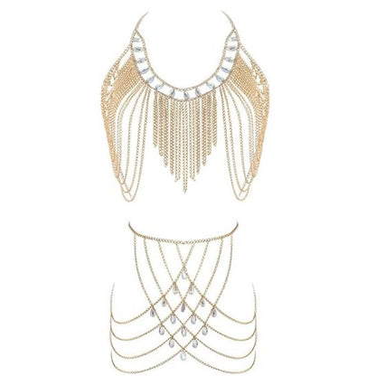20004 2025 hot-selling metal chains, multiple fringed chains splicing neck tube top vest waist chain set body chain