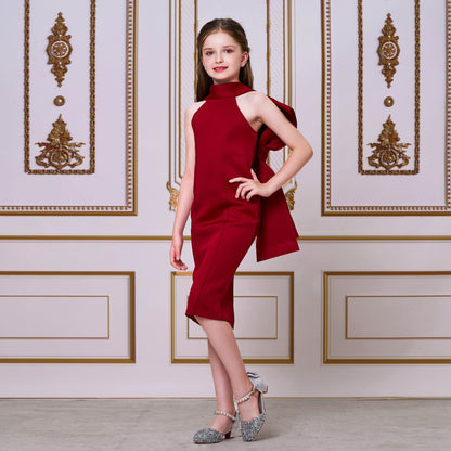2025 catwalk princess dress model children's evening dress girls host niche performance clothes bow dress