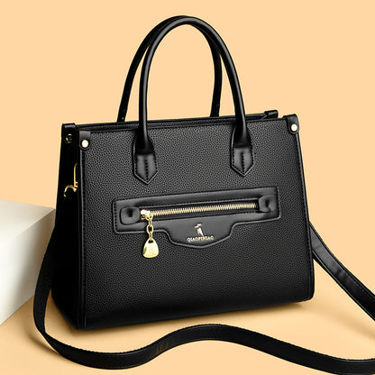 Premium contrasting color handbag popular new retro solid color tote bag simple shoulder bag large capacity messenger bag