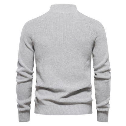 XAKXX 2025 Autumn and winter new men's Popularan size New sweater men's long-sleeved half-zipper stand-up collar solid color versatile casual trendy sweater