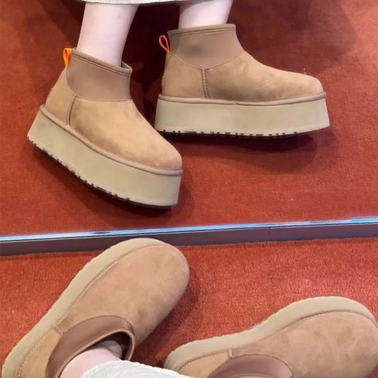 2025 popular new boots women's winter thick-soled heightening snow boots piled thickened cotton shoes short boots