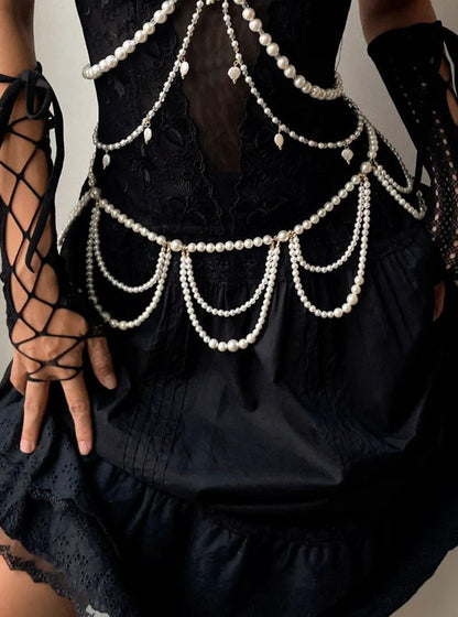 2025 Q4770Y  New new waist chains have different thicknesses, pearl-connected multi-layer fringed side pendulum chains, waist chains, and waist accessories.