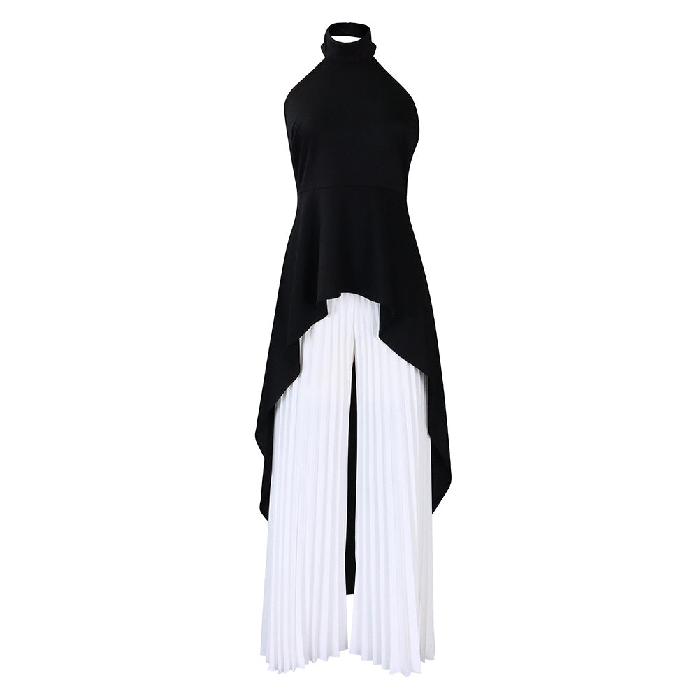 2025 D372 Popular trade New fashion casual suit summer celebrity private clothes backless top pleated wide-leg pants 2025 suit
