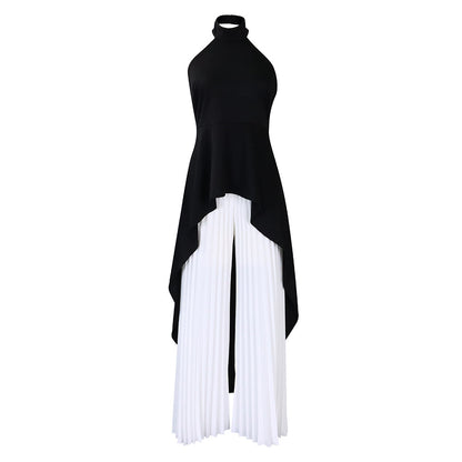 2025 D372 Popular trade New fashion casual suit summer celebrity private clothes backless top pleated wide-leg pants 2025 suit
