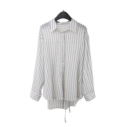 2025  Striped Sunscreen Shirt Women's 2025 Summer Thin Casual Loose Lazy Wind Long Sleeve Shirt T5051X