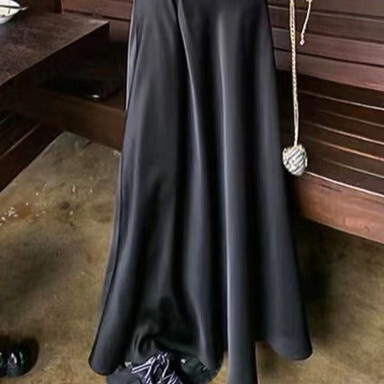 2025 Spot acetic acid satin high-end skirt temperament high waist drape thin fishtail skirt  medium and long