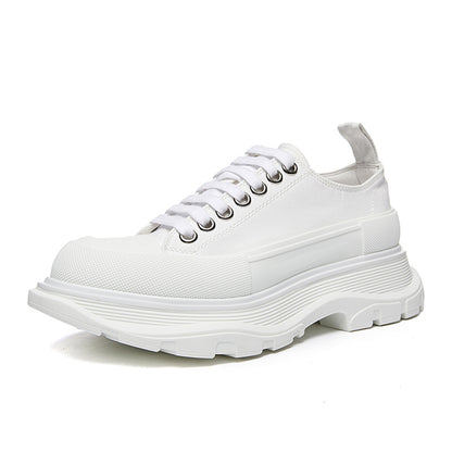 xakxx McQueen Canvas Platform White Shoes Autumn New Korean Style Versatile Muffin Sports Height Increasing Women's Casual Daddy Shoes
