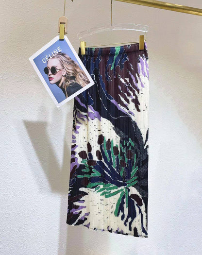2025 Folded skirt women's hip skirt summer new Xiaohongshu hot sale retro Mizhai straight skirt