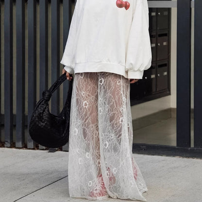 XAKXX Sexy brocade lace jacquard see-through skirt New 2025 autumn and winter fashion new  wholesale women's dress