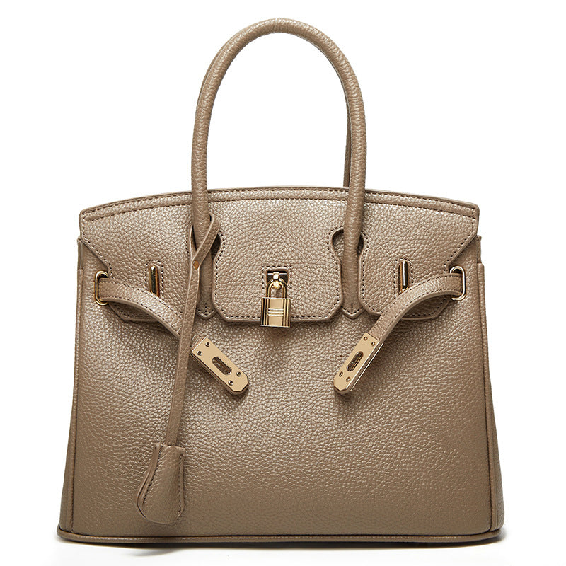 2025 Popularan beautiful women's bag fashion classic lychee pattern women's bag new portable platinum bag portable shoulder bag oblique span bag