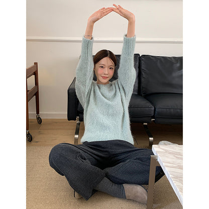 2025 [Internet celebrity explosion] camel wool soft waxy sweater popular winter new Korean version minimalist long-sleeved knitted sweater M9253