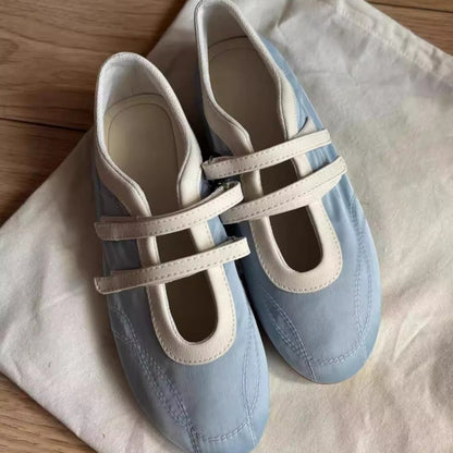 2025 Soft leather version~ New flat-bottomed retro Mary Jane shoes women's double belt Velcro casual single shoes round head ballet shoes