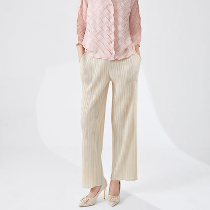 2025 hot pants casual women's counter quality fashion versatile with pocket nine-point straight casual pants ins tide