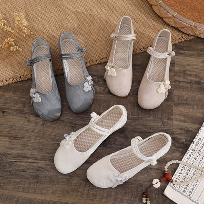 xakxx The Han-Style Clothing Shoes Women's Spring and Summer Old Beijing Cloth Shoes Wedge Zen Embroidered Shoes Low Heel Ethnic Style Tea Artist Work Shoes