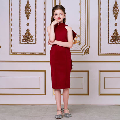 2025 catwalk princess dress model children's evening dress girls host niche performance clothes bow dress