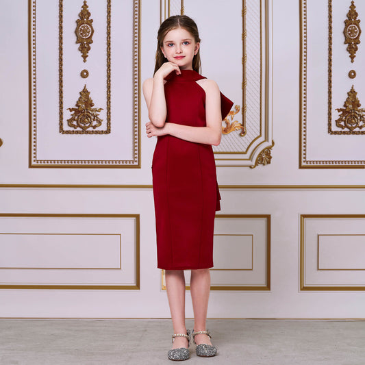 2025 catwalk princess dress model children's evening dress girls host niche performance clothes bow dress